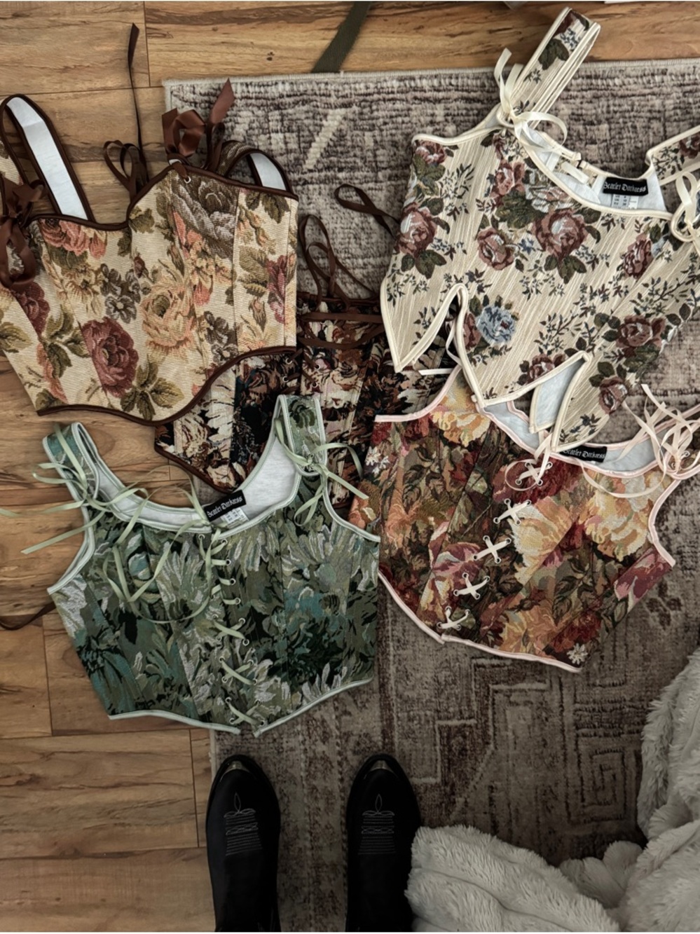 Floral Lace-Up Corsets - Assorted Colors